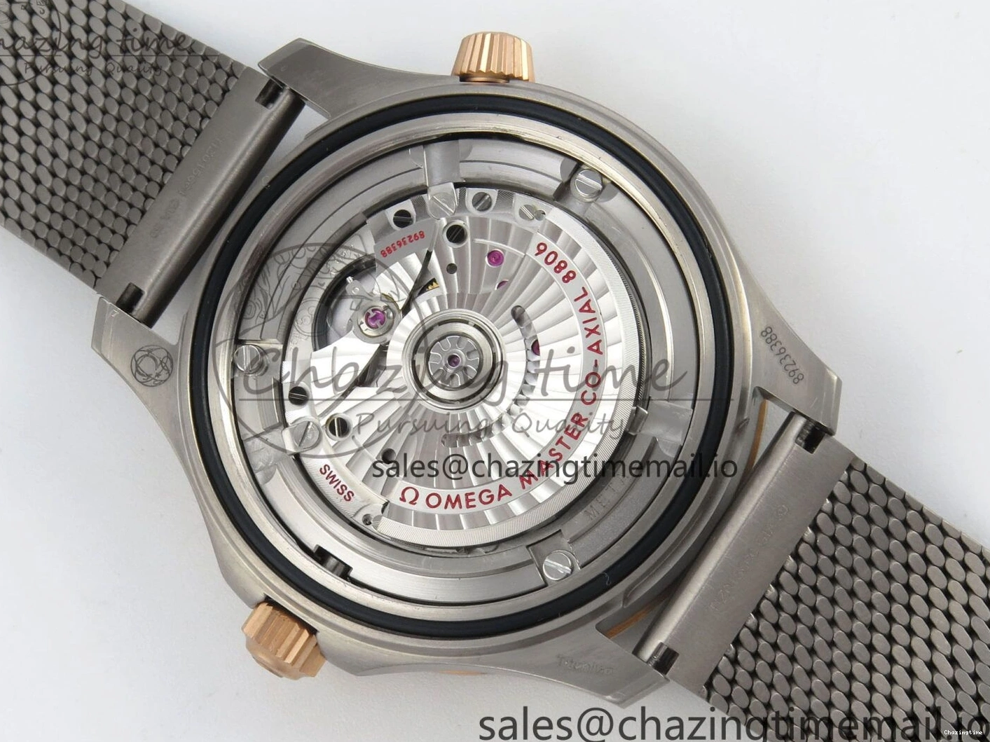 0329 OdorResistant Seamaster 300M Diver Titanium Bronze Gold VSF 1:1 Best Edition Green Dial on Titanium Mesh Bracelet A 7660